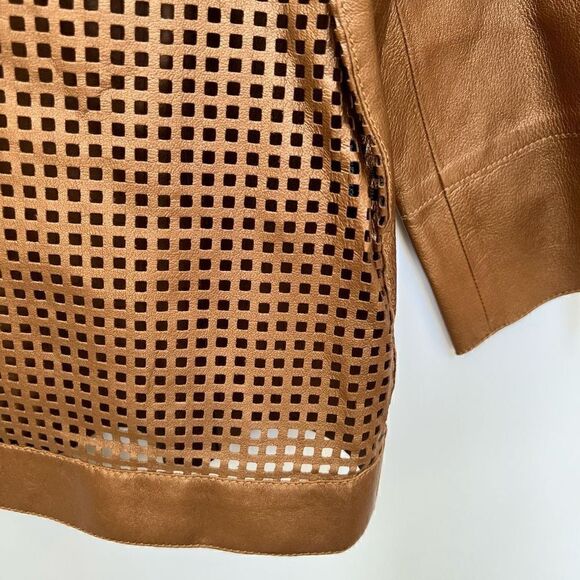 J’Envie Leather Jacket Metallic Copper 3/4 length sleeves snaps size women’s M - Picture 8 of 11